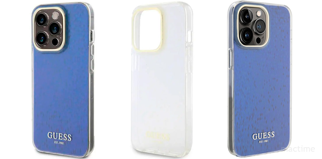 Чехол Guess Faceted Mirror Disco Hard для iPhone 15 Pro фиолетового цвета